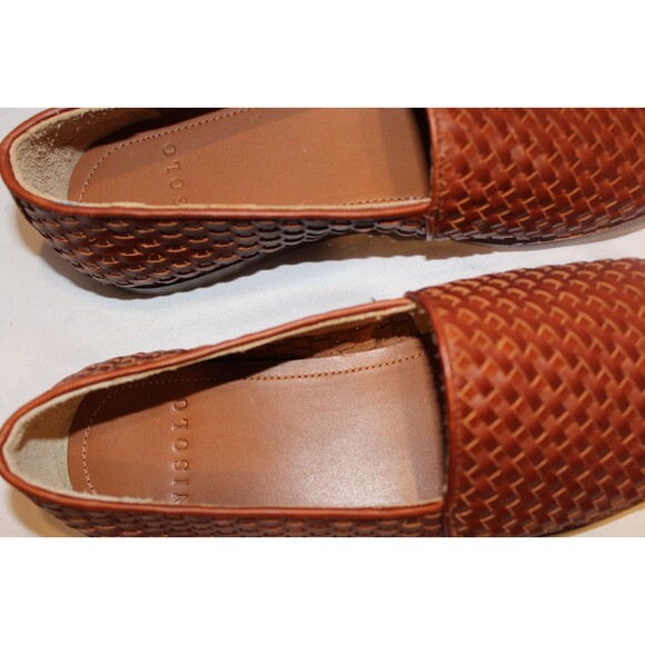 NISOLO ALEJANDRO MEN\'S LEATHER WOVEN SLIP ON SHOES BRANDY NEW $190 main image 5